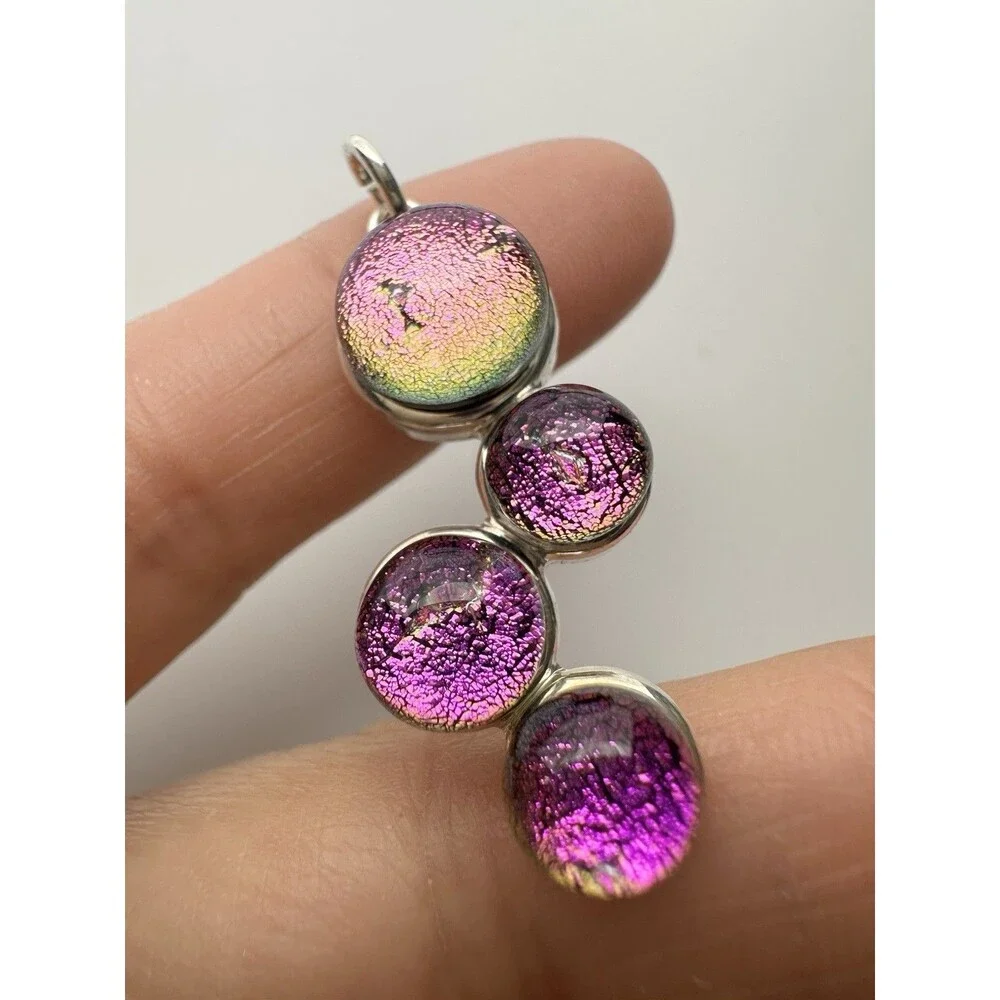 Handmade Dichroic Art Glass Pendant Purple Pink